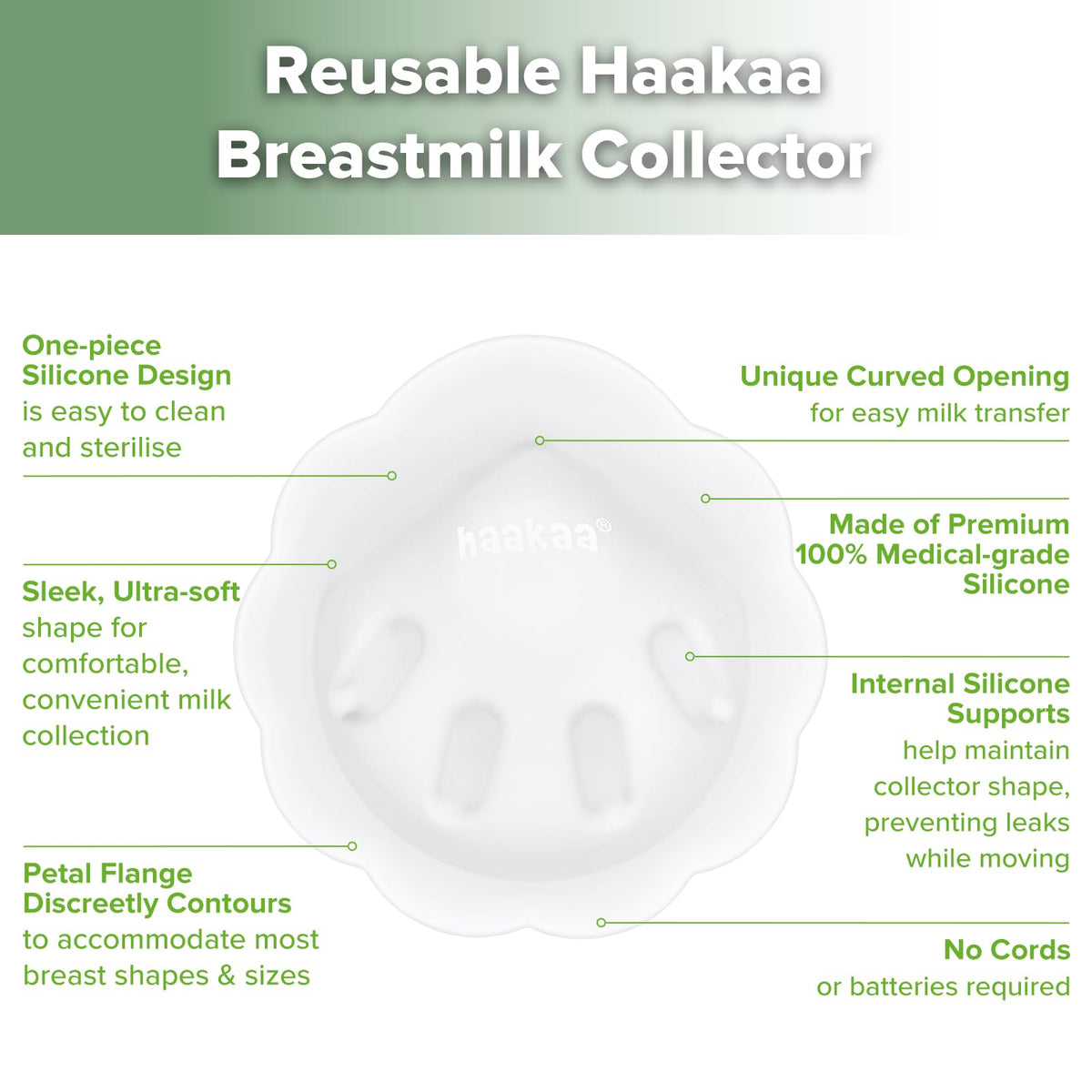 haakaa Petal Soft Silicone Milk Collector丨Discreet Leak-Protection Breast Milk Saver, Reusable Breast Shells Milk Collection Cup for Breastfeeding with Cleaning Brush- 2PCS 🍁 All In One Marketplace Canada