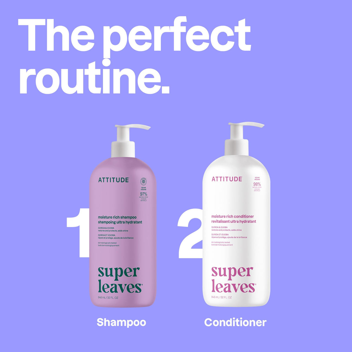 ATTITUDE Moisture Rich Hair Shampoo, Made in Canada, EWG Verified, For Dry and Damaged Hair, Naturally Derived Ingredients, Vegan and Plant Based, Quinoa and Jojoba, 946 mL 🍁 All In One Marketplace Canada