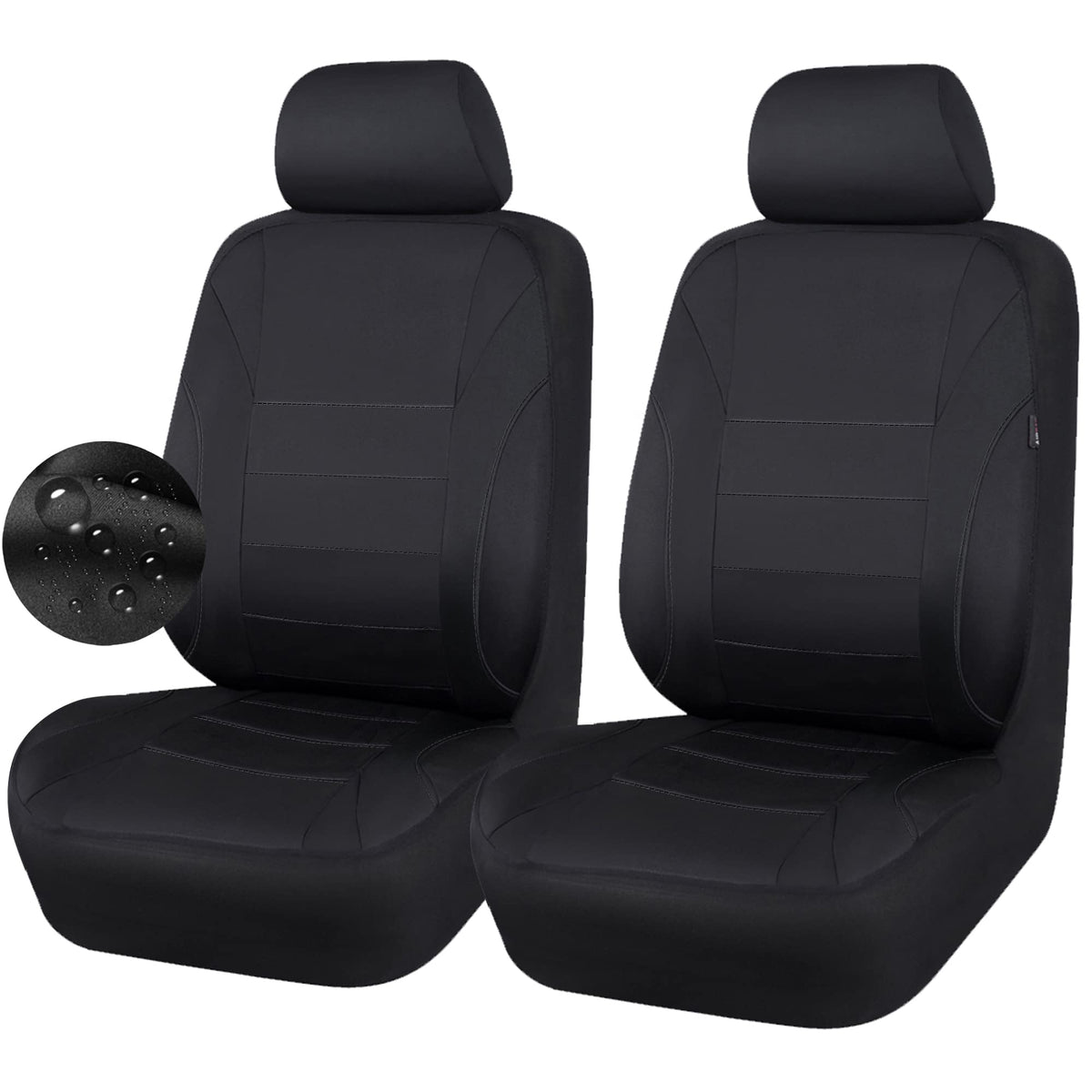 CAR Pass Neoprene Waterproof Two Front Car Seat Covers Set- Universal Fit for Vehicles, Airbag Compatiable(Black) 🍁 All In One Marketplace Canada
