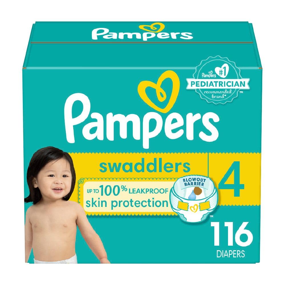 Pampers Swaddlers Diapers, Size S4 (15-34 lbs), 116 Count, Absorbent, Keeps Baby Dry and Comfortable, Skin Safe Disposable Baby Diaper 🍁 All In One Marketplace Canada