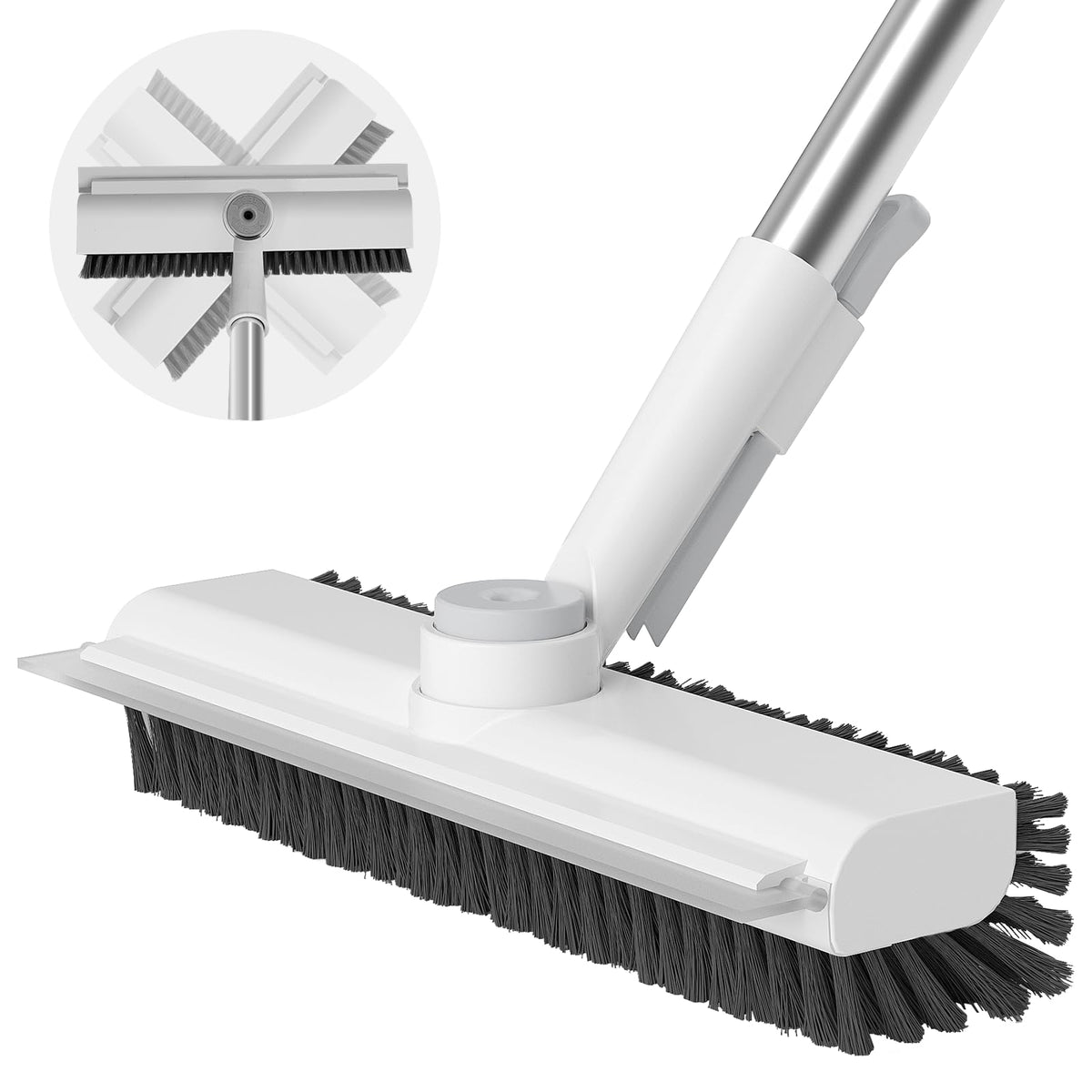 Floor Scrub Brush with Long Handle, 3 in 1 Scrape and Heavy-Duty Stiff Bristle Scrubber Brush for Cleaning Shower Bathroom, Patio, Garage, Kitchen, Wall and Deck 🍁 All In One Marketplace Canada