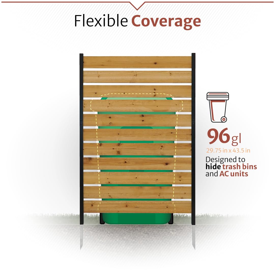 5ft H x 3.2ft W (1 Panel) No Dig Enclo Concord Cedar Wood Privacy Screen, Great to Hide Trash Cans, Decorative Patio Privacy Screen, Outdoor Fence, Air Conditioner Fence, EC18022 🍁 All In One Marketplace Canada