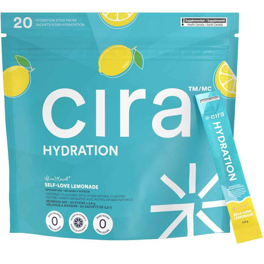 Cira Hydration Electrolytes Packets - Cira x Alicia McCarvell's Electrolyte Powder, Sugar Free w/Himalayan Salt & Magnesium, Daily On-the-Go Hydration Packets - Self Love Lemonade, 20 Servings 🍁 All In One Marketplace Canada