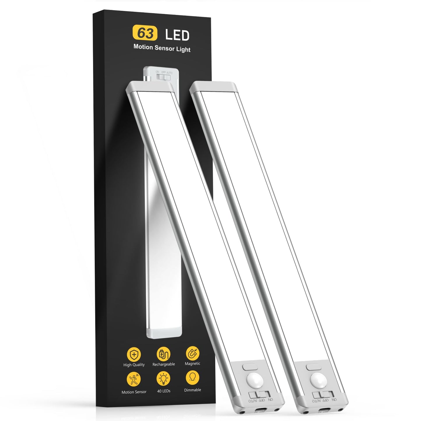 MCGOR Under Cabinet Lighting, 14.7" Rechargeable Motion Sensor Light Indoor, 2 Pack Magnetic Dimmable Closet Lights, Wireless Under Counter Lights for Kitchen, Stairs,Hallway 🍁 All In One Marketplace Canada