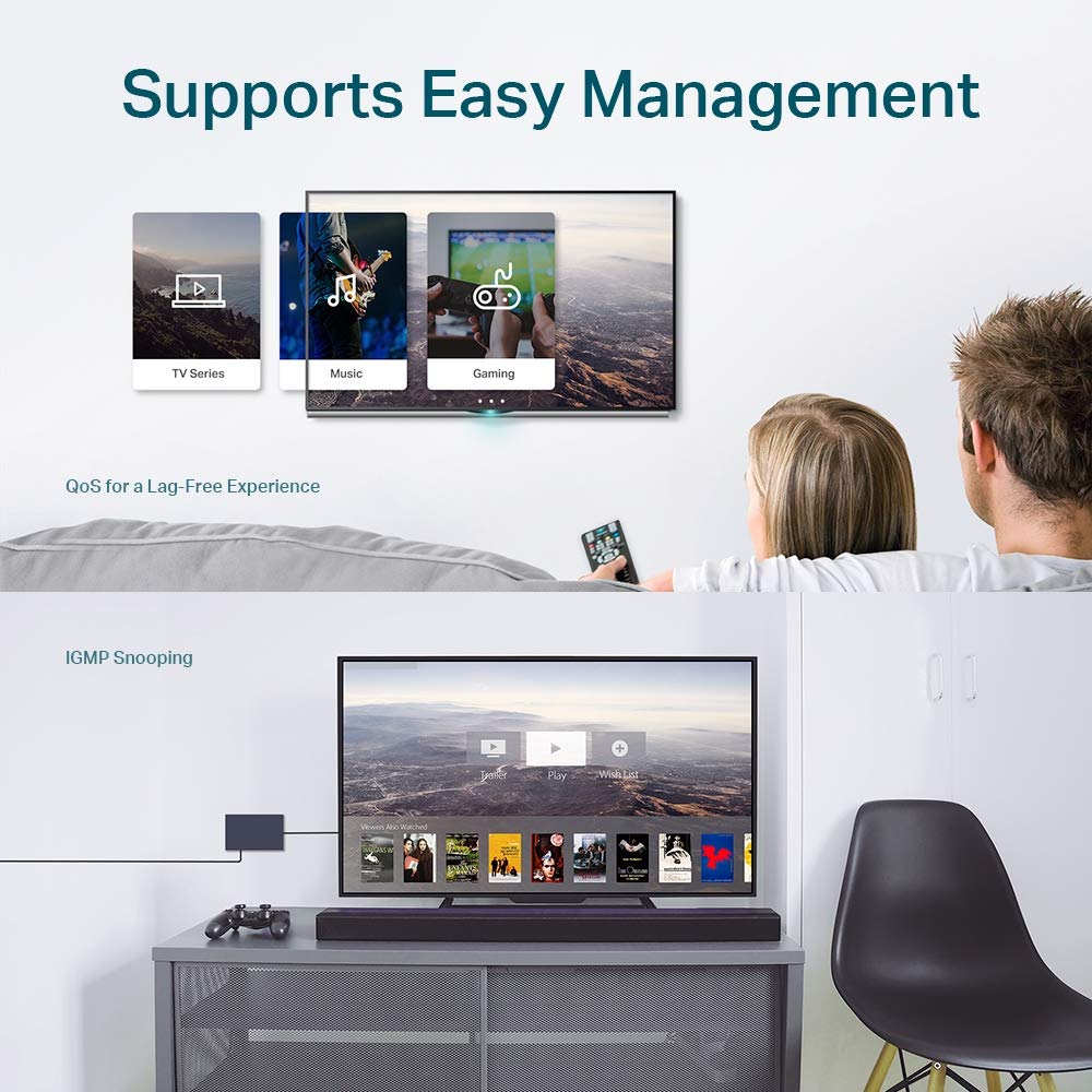 TP-Link 8 Port Gigabit Easy Smart Switch (TL-SG108E) – Managed, Plug & Play, Metal Housing, QoS, VLAN, IGMP, LAG, Desktop/Wall Mount, Limited Lifetime Protection 🍁 All In One Marketplace Canada