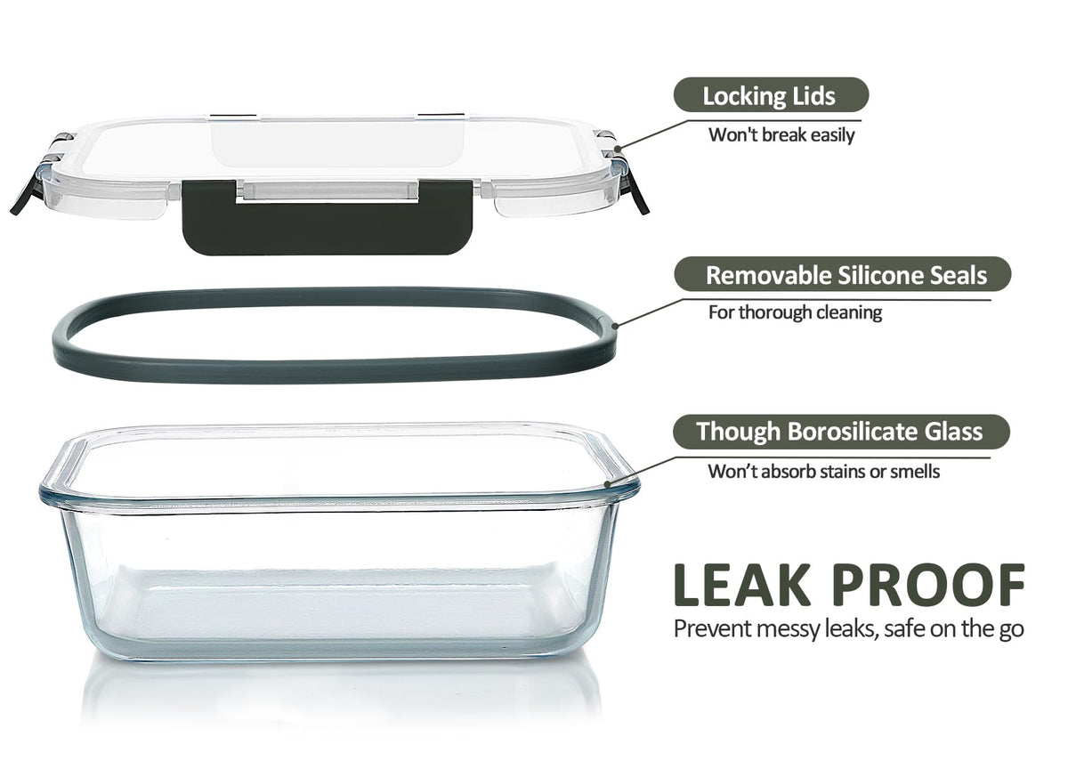 M MCIRCO [5-Packs, 36 Oz.] Glass Meal Prep Containers with Lifetime Lasting Snap Locking Lids Glass Food Containers,Airtight Lunch Container,Microwave, Oven, Freezer and Dishwasher (4.5 Cup) 🍁 All In One Marketplace Canada