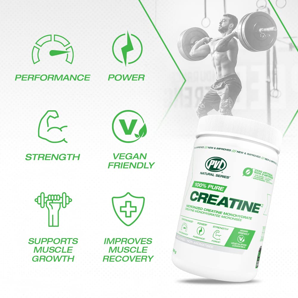 PVL 100% Pure Creatine Monohydrate Powder – Micronized Supplement for Women & Men, Unflavoured Amino Acids & Beta Alanine Friendly, Informed-Choice Tested, 300 g 🍁 All In One Marketplace Canada