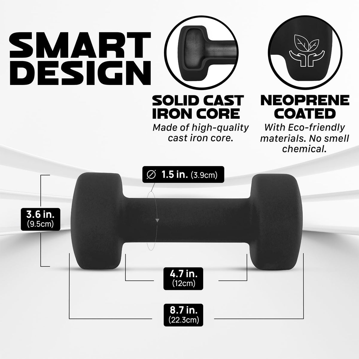 Yes4All Dumbbell Neoprene, poids et haltere, Weight set, hand weights for women, dumbbells pair, free weights (Black - 10lbs) 🍁 All In One Marketplace Canada