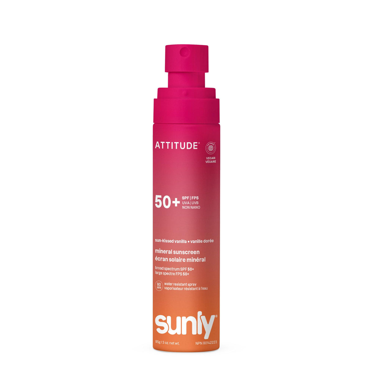 ATTITUDE Mineral Sunscreen Lightweight Lotion SPF 50, Broad Spectrum Zinc Oxide, EWG Verified, Non-Nano, Water-Resistant 80 Minutes, Non-Greasy for Face & Body, Vegan, Sun-Kissed Vanilla Scent, 80 grams 🍁 All In One Marketplace Canada