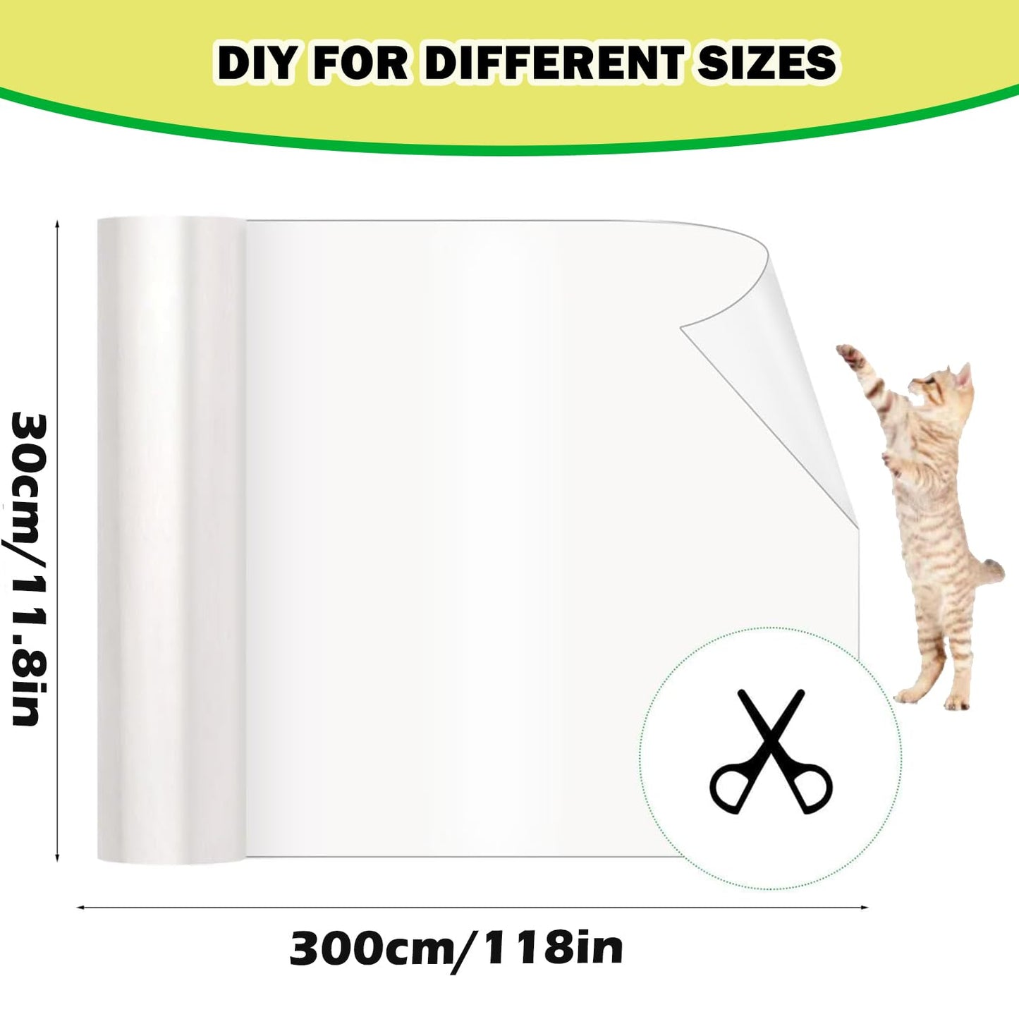 Cat Scratch Protector 11.8" x 118" Self-Adhesive Single Side Furniture Protectors from Cats Scratch, Cat Couch Scratch Protector, Transparent DIY Cutting Anti Scratch Furniture Protector 🍁 All In One Marketplace Canada