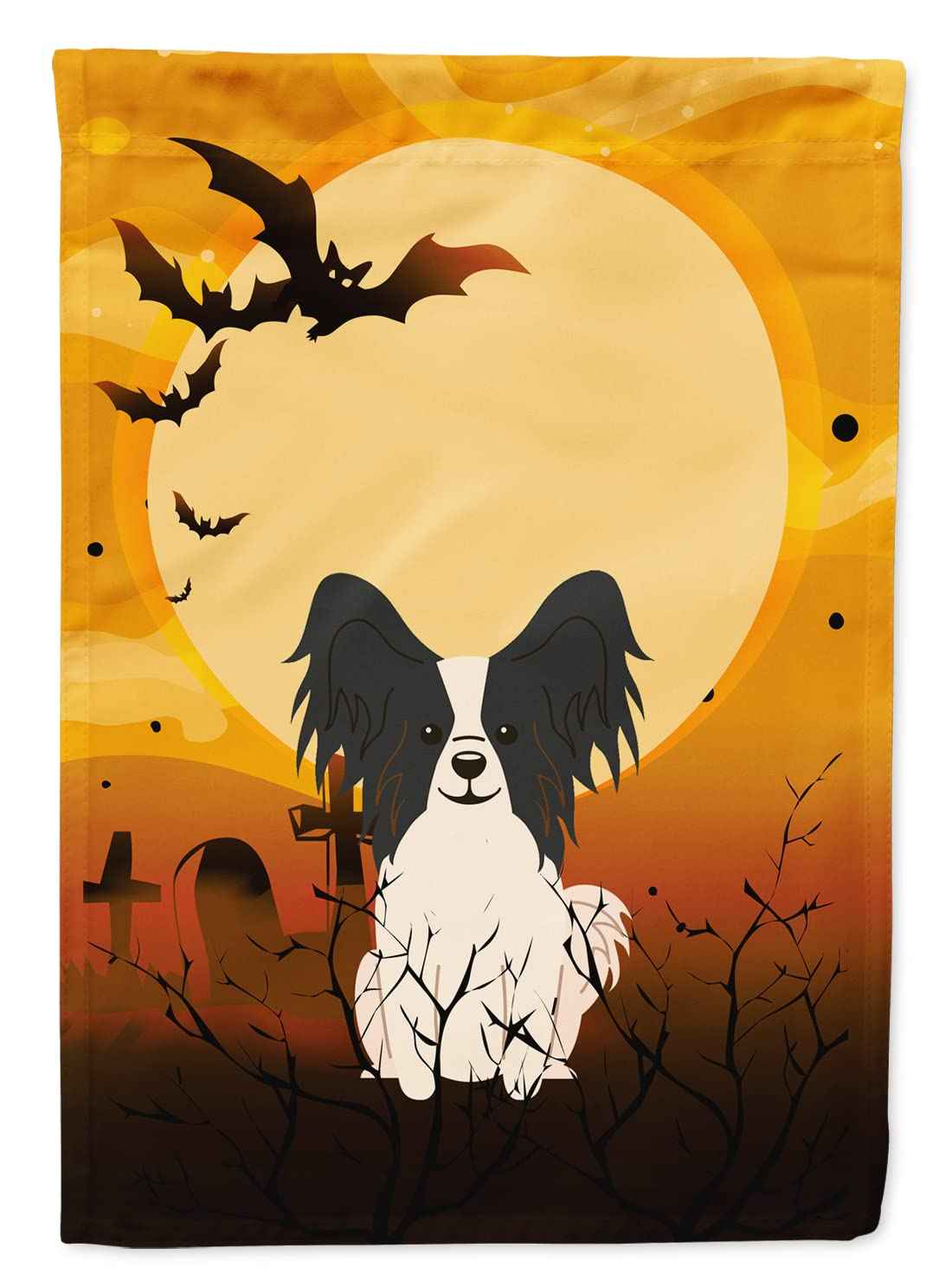 Caroline's Treasures BB4342GF Halloween Papillon Black White Flag Garden Size, Small, Multicolor