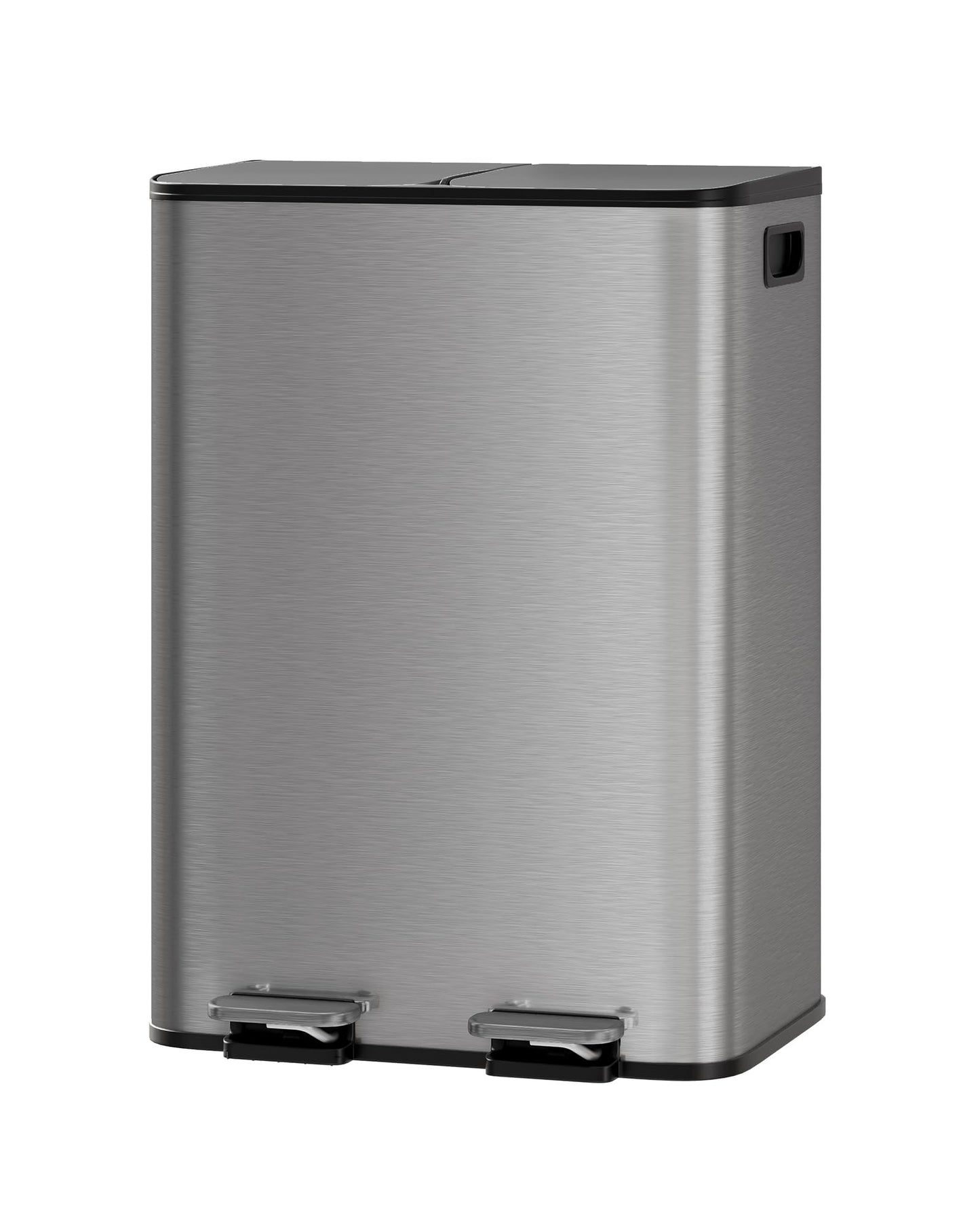 GarveeHome 2 x 8 Gallon Stainless Steel Double Trash Can with Lid for Kitchen, Large Dual Trash and Recycle Bin Combo, Step-on Kitchen Metal Garbage Cans, PP Inner Buckets, Liner Rim, Matte Grey 🍁 All In One Marketplace Canada