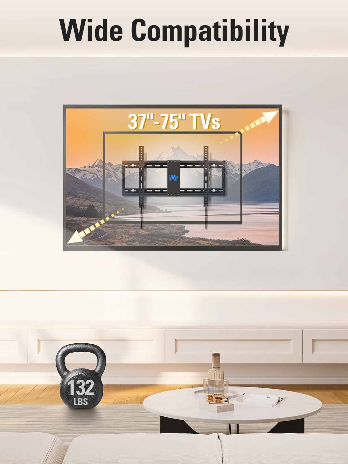 Mounting Dream TV Wall Mount for Most 37-75" TVs, Tilting TV Mount Low Profile up to VESA 600x400mm and 132 LBS Loading, Fits 16", 18", 24" Studs, Easy for TV Centering and Space Saving MD2268-LK 🍁 All In One Marketplace Canada