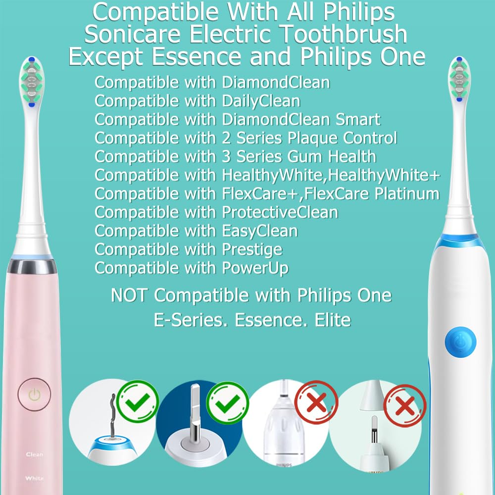 Toothbrush Head Compatible with Philips Sonicare Electric Toothbrush, Replacement Brush Heads for Phillips Sonicare 4100 5100 6100 9900 C2 W3 and More Click-on Handles (8white+8black) 🍁 All In One Marketplace Canada