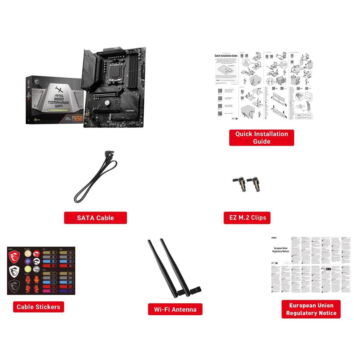 MSI MAG B650 Tomahawk WiFi Gaming Motherboard (AMD AM5, ATX, DDR5, PCIe 4.0, M.2, SATA 6Gb/s, USB 3.2 Gen 2, HDMI/DP, Wi-Fi 6E, AMD Ryzen 7000 Series Desktop Processors) 🍁 All In One Marketplace Canada