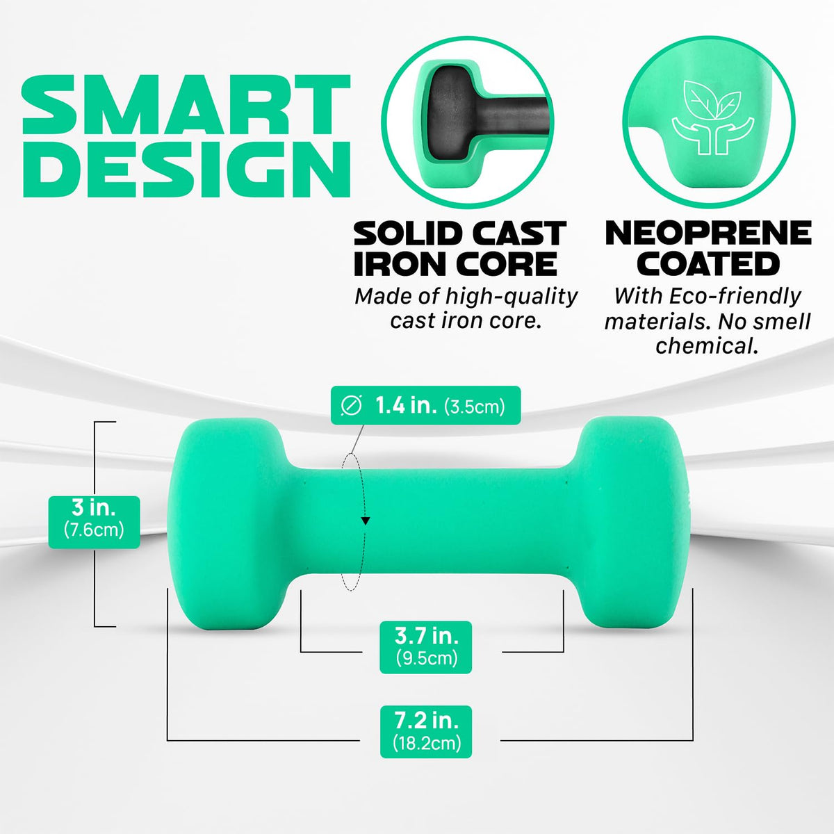 Yes4All Dumbbell Neoprene, poids et haltere, Weight set, hand weights for women, dumbbells pair, free weights (D. Green - 5lbs) 🍁 All In One Marketplace Canada