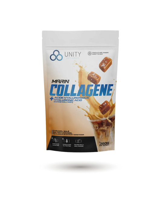 Unity Supplements Marine Collagen Powder with Hyaluronic Acid - Salted Caramel Flavored Coffee Sweetener