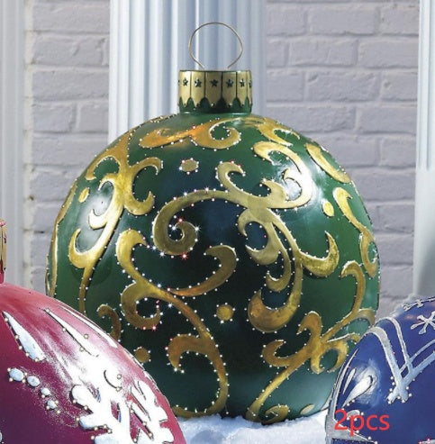 Giant Inflatable 60cm Christmas Ball Ornaments, Outdoor Waterproof PVC Ornament Ball, Holiday Decor, Pack Options
