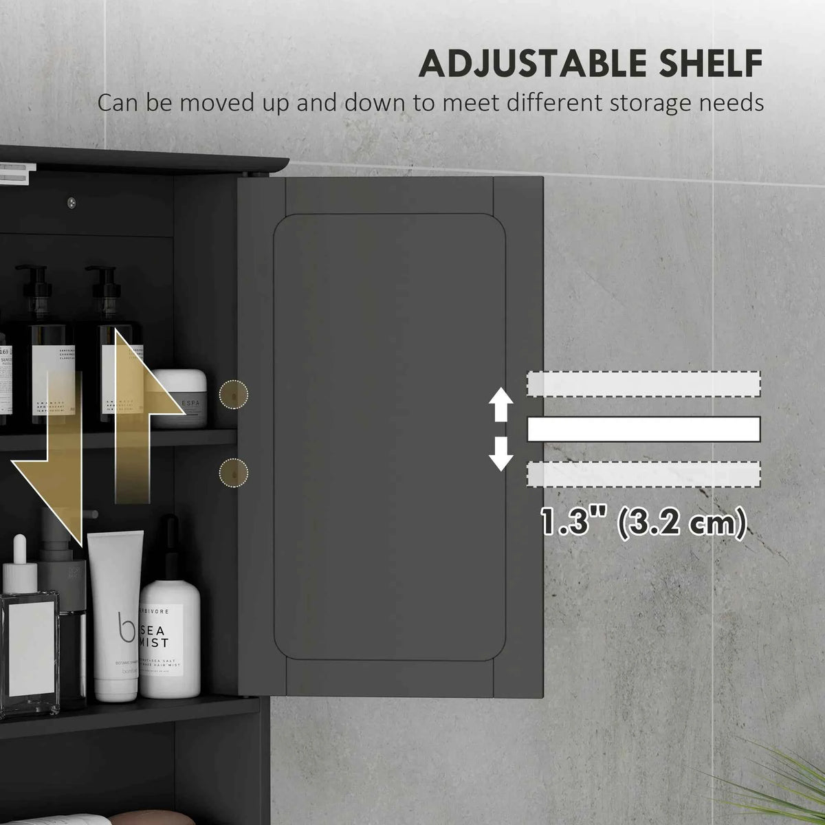 Black Bathroom Medicine Cabinet with Mirror – Wall-Mounted Double-Door Storage Cabinet (United States & Canada Delivery Only)