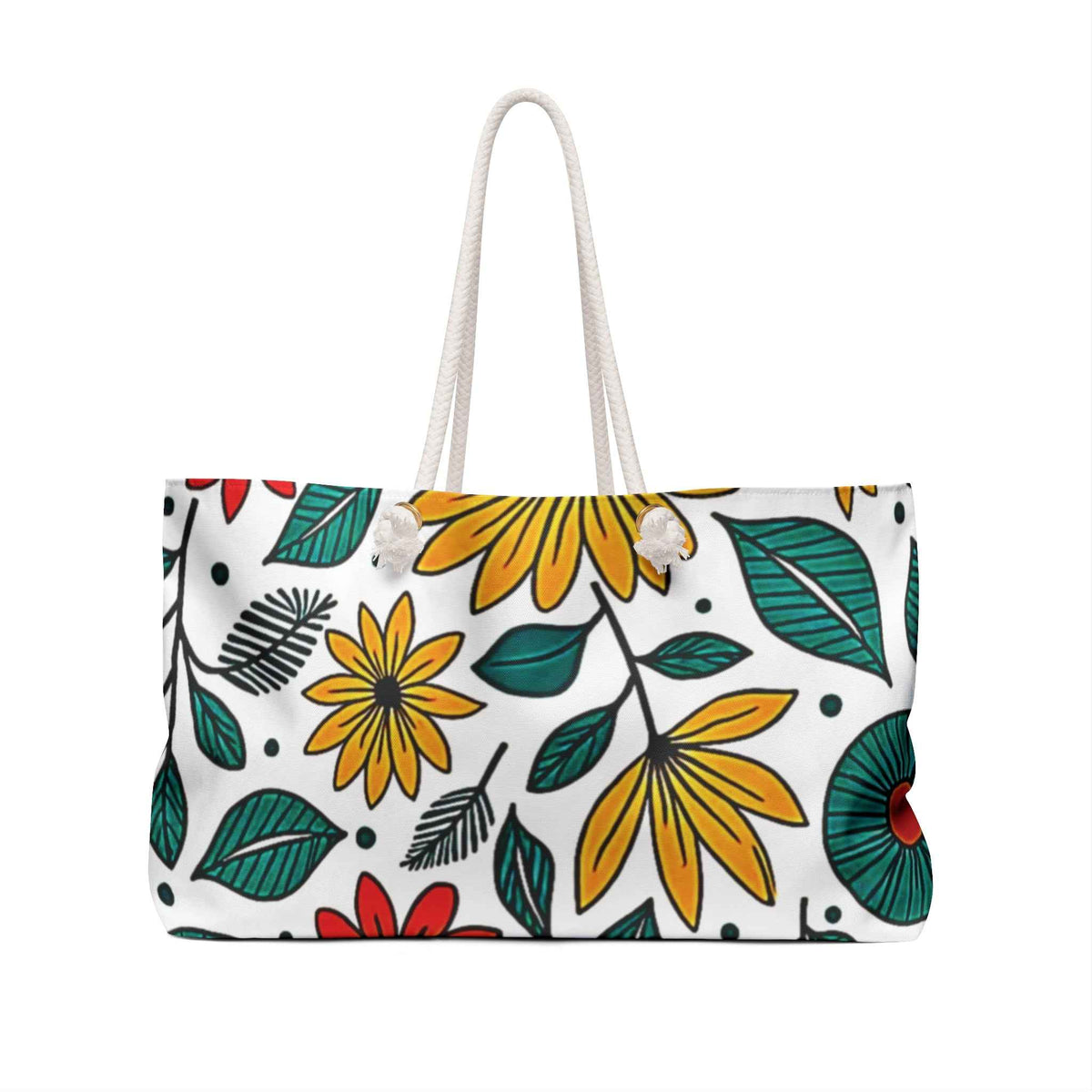 Colorful Floral Pattern Weekender Bag | Spring Flower Large Tote Bag