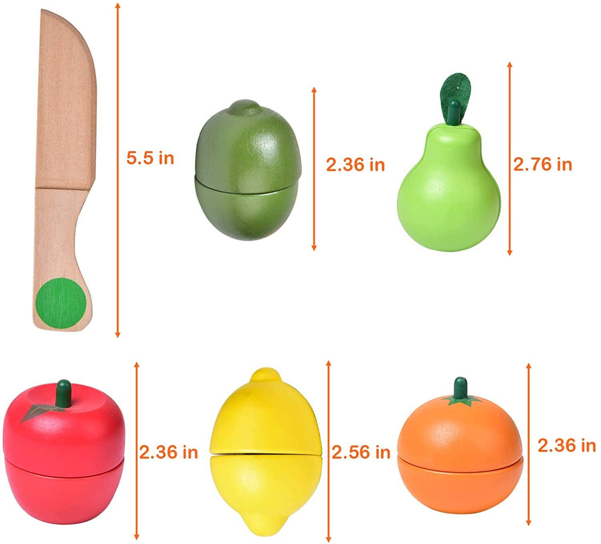 Fun Little Toys - 11 Pcs Wooden Pretend-Play Fruit Cutting Set - Ages 3+