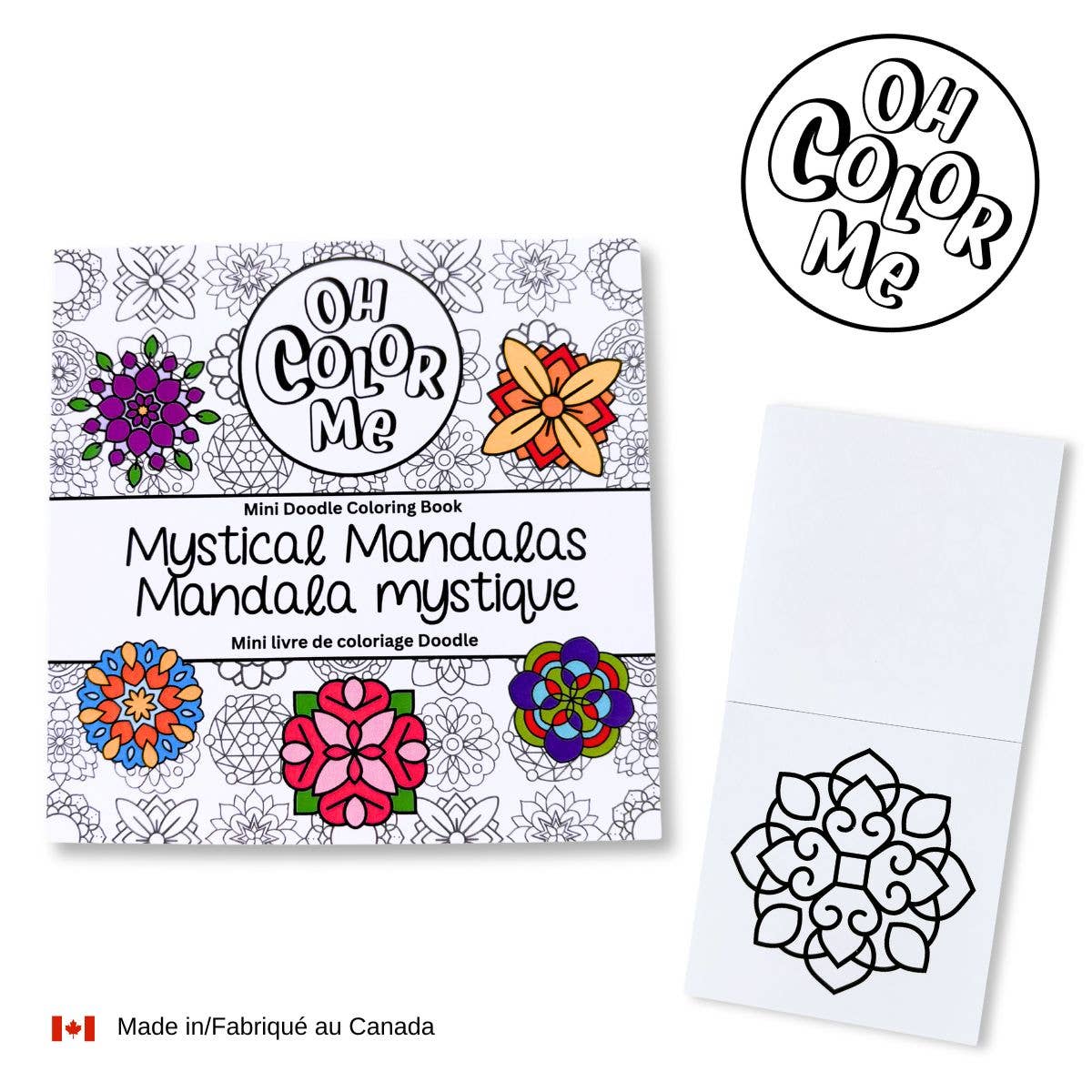 Oh Color Me - Mini Coloring Book Mystical Mandalas, 4"x4", Small Gifts - Canadian Brand - Ages 3+