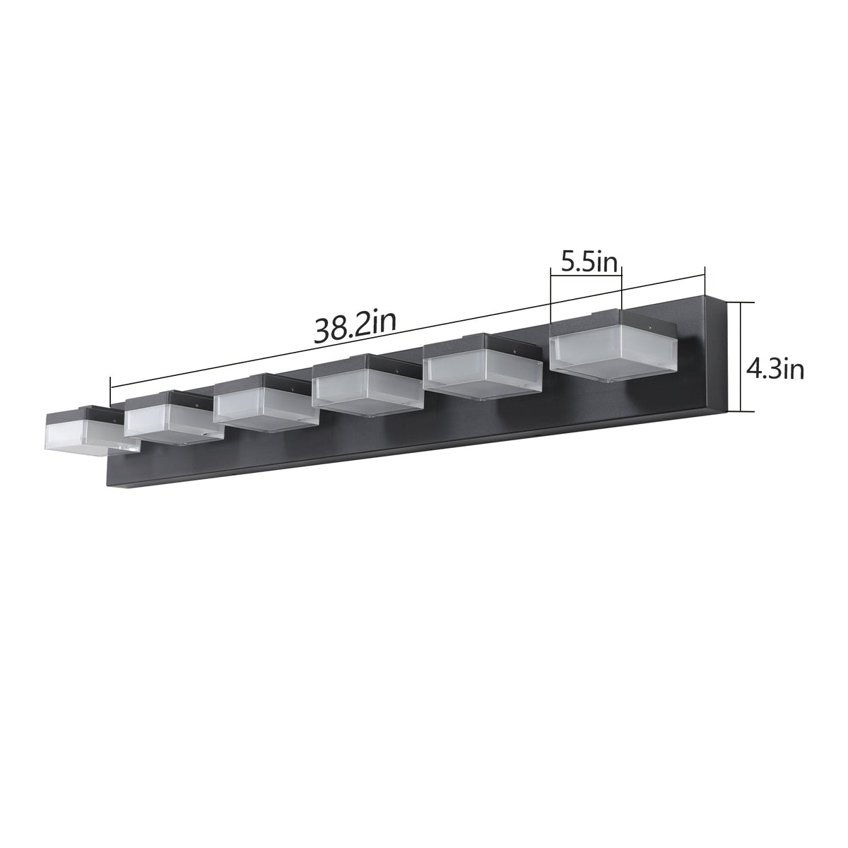 6-Light Black LED Vanity Mirror Light (United States Delivery Only)