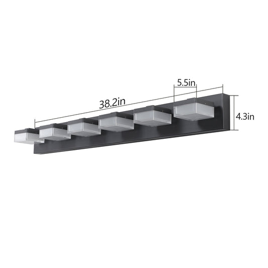 6-Light Black LED Vanity Mirror Light (United States Delivery Only)