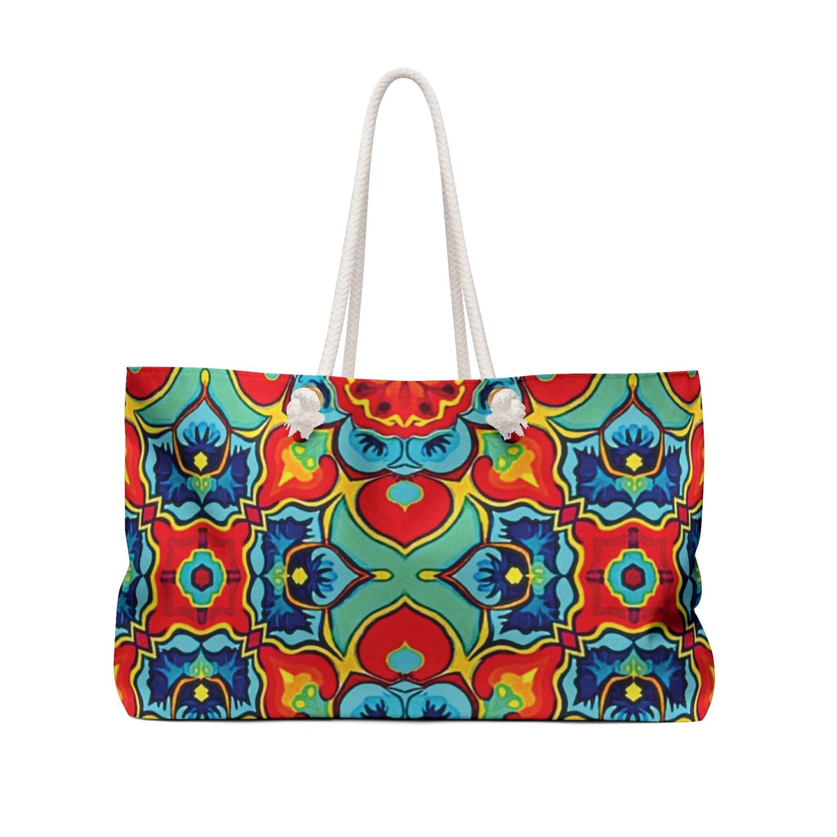 Colorful Kaleidoscope Pattern Weekender Bag | Bright Floral Geometric Tote