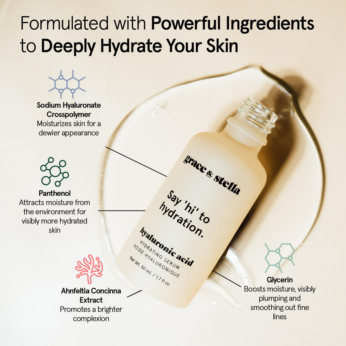 grace & stella Award Winning Hyaluronic Acid Serum for Face (50ml, 2-pack) Hydrating Hyaluronic Acid - Acide Hyaluronique Face - Glass Skin - Anti Aging Serum to Hydrate, Remove Fine Lines, Wrinkles, Skin Texture 🍁 All In One Marketplace Canada