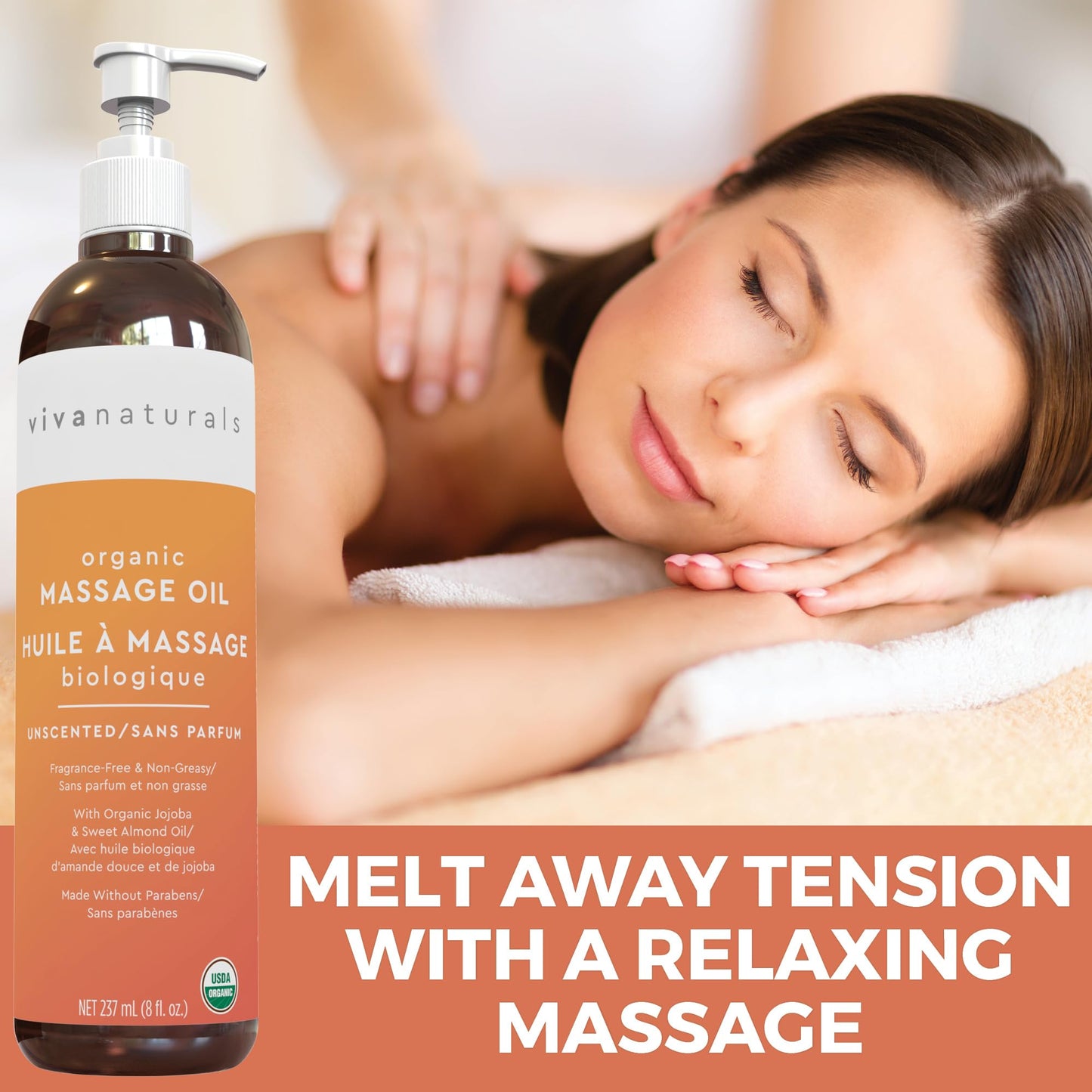 Viva Naturals Organic Massage Oil, Unscented Body Oil, Non-Greasy, 8 fl oz (237 mL) 🍁 All In One Marketplace Canada