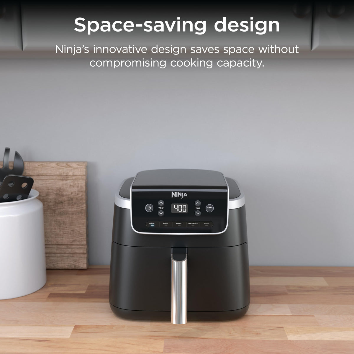 Ninja Air Fryer Pro 5-in-1, 5 QT Capacity, Air Fry, Bake, Roast, Reheat, and Dehydrate, Air Crisp Technology, Nonstick Basket & Crisper Plate, Grey, AF142C 🍁 All In One Marketplace Canada