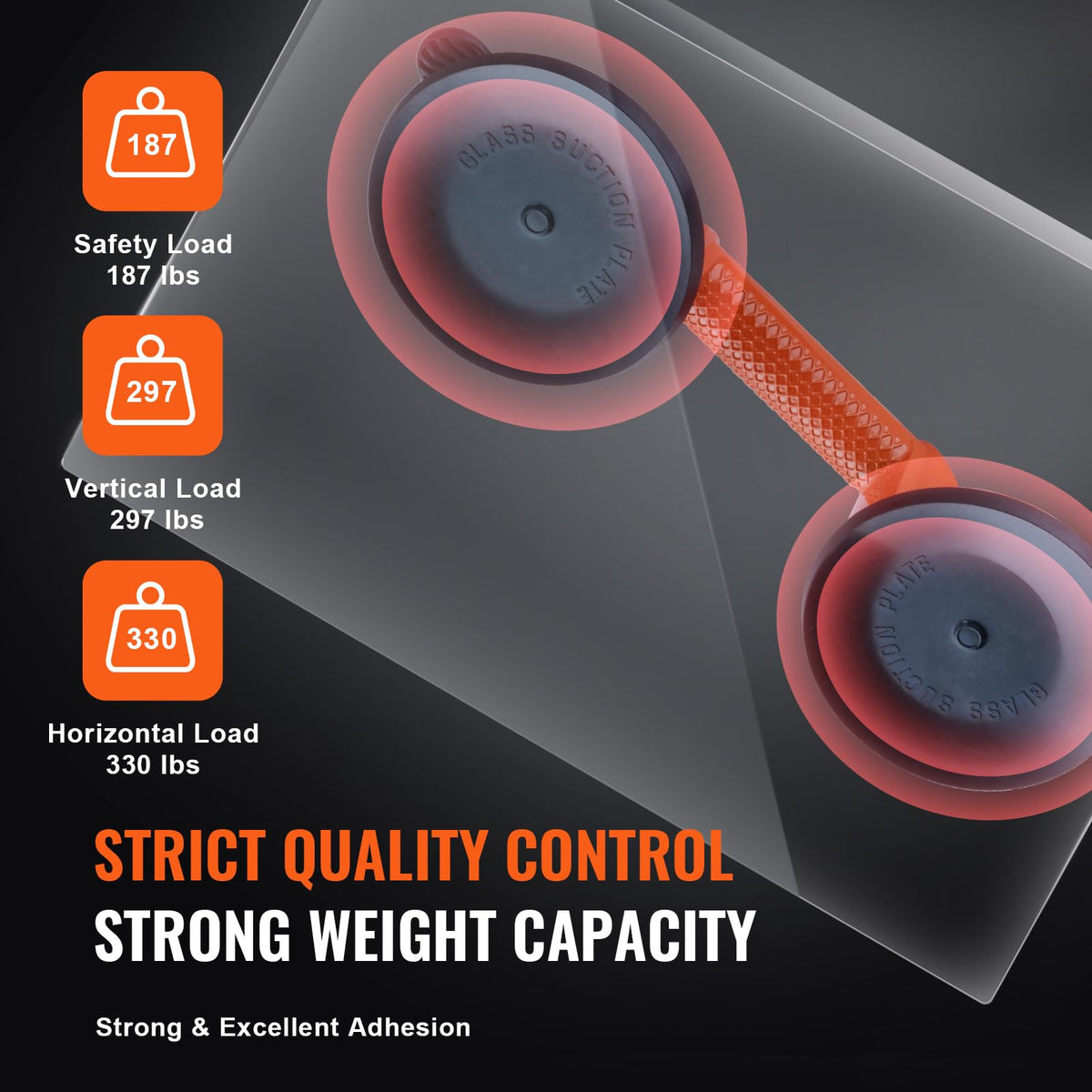 VEVOR Glass Suction Cup, 4.7" 2 Pack 330 lbs Load Capacity, Vacuum Suction Cup with Aluminum Handle, Heavy Duty Industrial Suction Cup Lifter Tool for Glass, Granite, Tile, Metal, Wood Panel Lifting 🍁 All In One Marketplace Canada