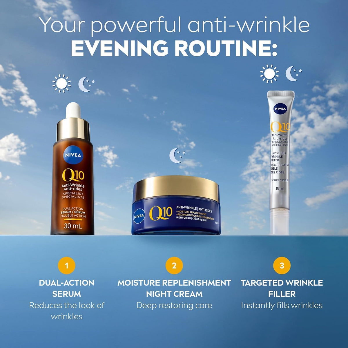 NIVEA Q10 Anti-Wrinkle Moisture Replenishment Night Cream, 50mL | Anti-wrinkle night face moisturizer with argan oil 🍁 All In One Marketplace Canada