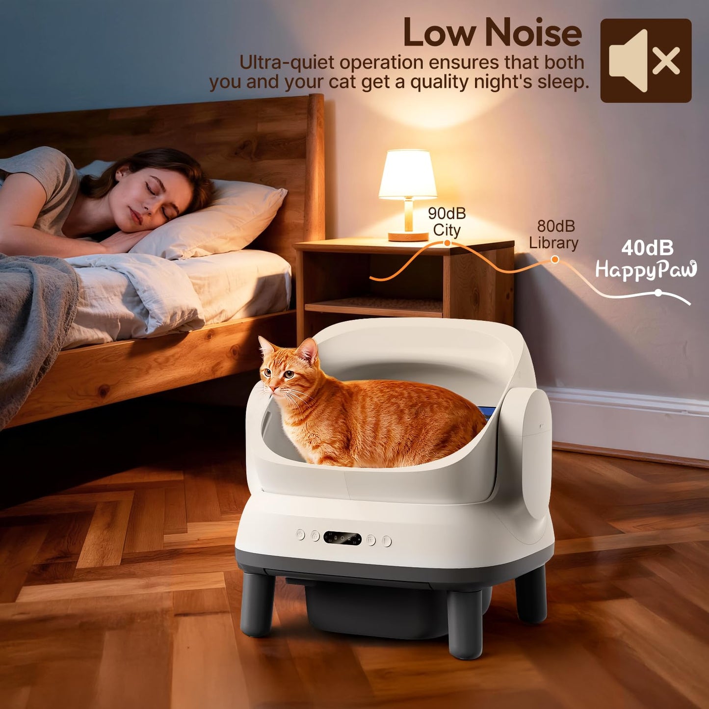 Happypaw Open-Top Self Cleaning Litter Box - Large Capacity Automatic Litter Box for Multiple Cats with Safety Protection, App Control, Odor-Free, Anti-Leakage Material, Includes Trash Bags 🍁 All In One Marketplace Canada