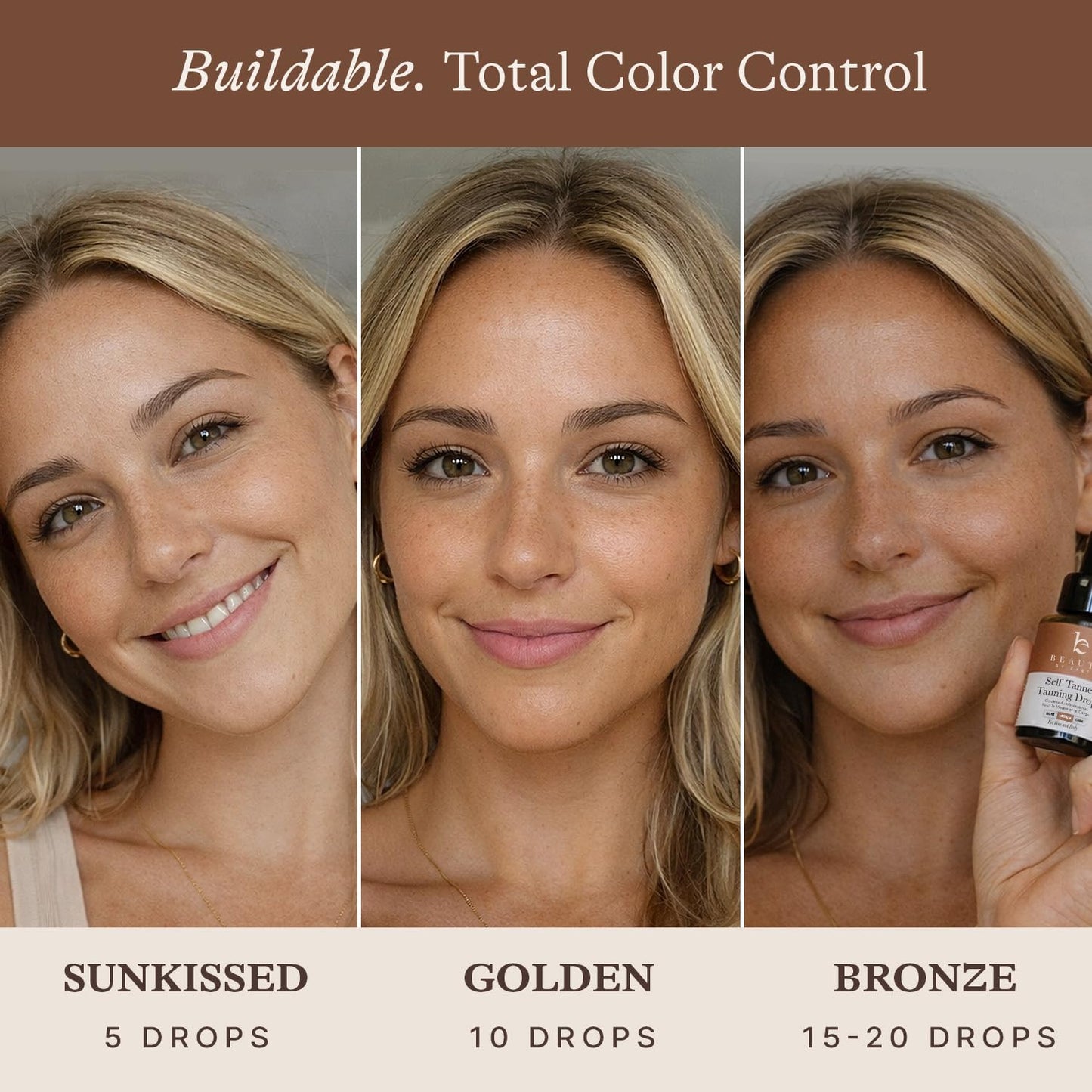Self Tanning Drops - Natural & Organic Ingredients, Medium Face Tanning Drops to Add to Lotion, Moisturizing Bronzing Tanner for Face & Body, Toxin Free Tanner for Fake Tan 🍁 All In One Marketplace Canada