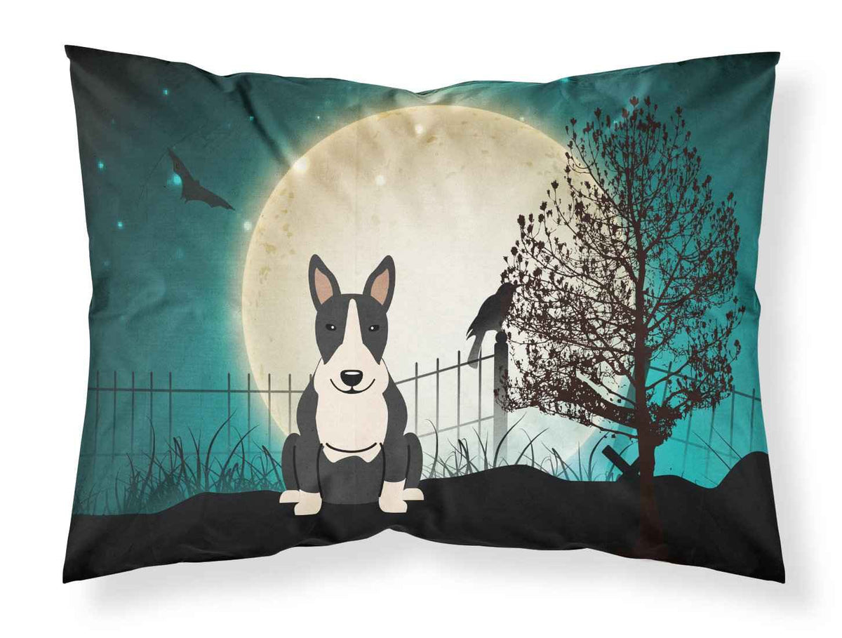 Caroline's Treasures BB2323PILLOWCASE Halloween Scary Bull Terrier Black White Fabric Standard Pillowcase Lightweight Super Soft Easy Care Decorative Artwork Pillowcase, Standard