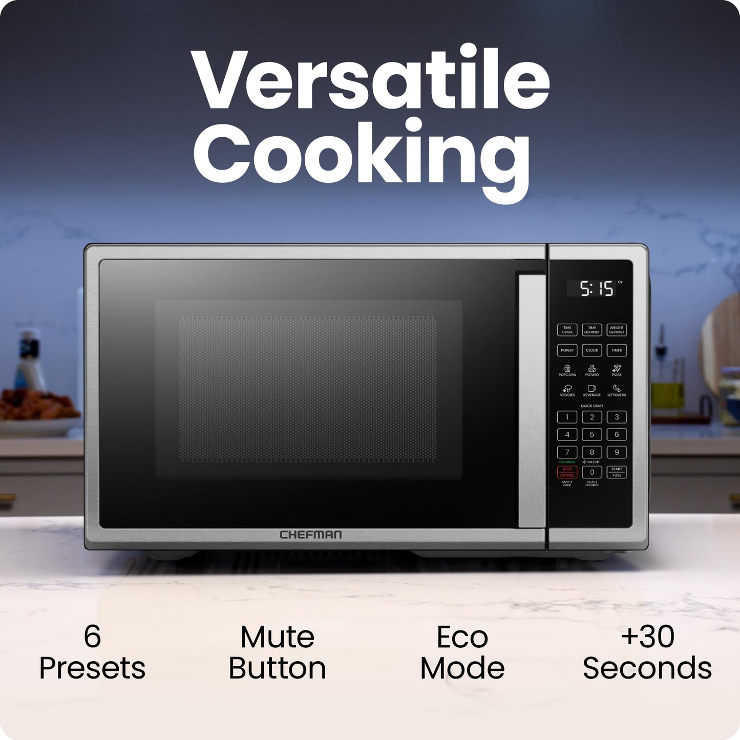 Chefman Countertop Microwave Oven 1.1 Cu. Ft. Digital Stainless Steel Microwave 1000 Watts with 6 Auto Menus, 10 Power Levels, Eco Mode, Memory, Mute Function, Child Safety Lock, Easy Clean 🍁 All In One Marketplace Canada