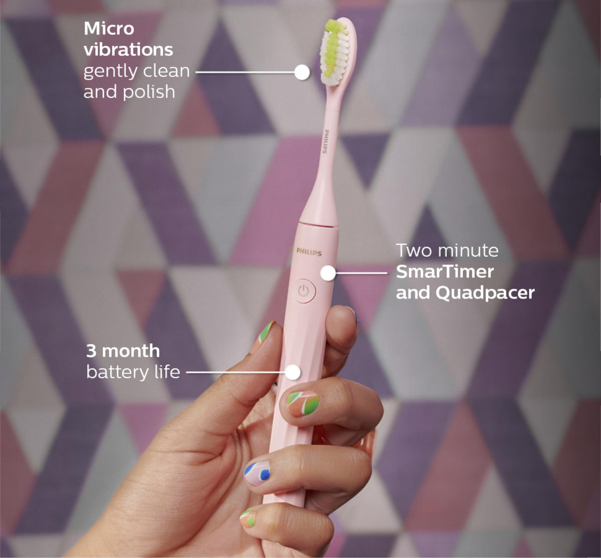 Philips One by Sonicare Battery Electric Toothbrush, Pink, HY1100/06 🍁 All In One Marketplace Canada