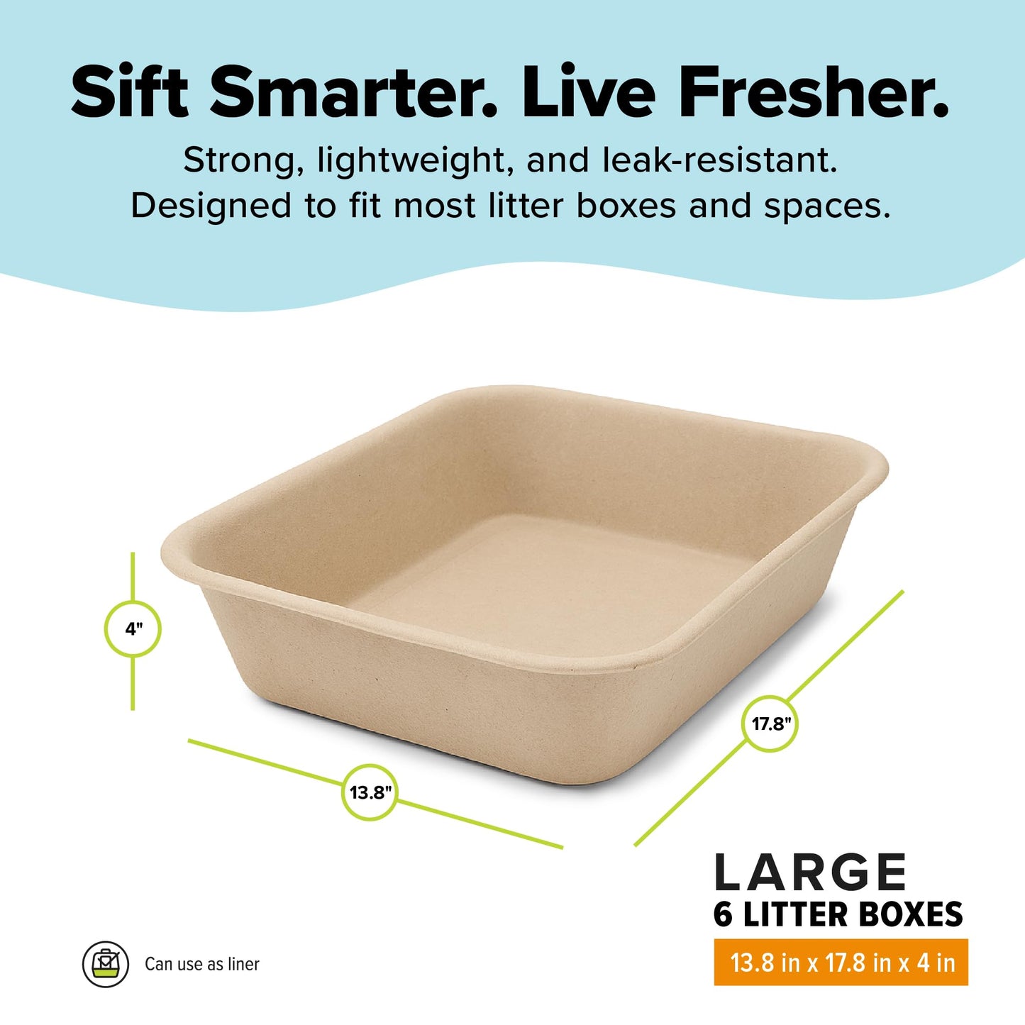 Kitty Sift Disposable Cat Litter Box Large, 6 Count, Durable Portable for Travel and Home, Eco-Friendly Disposable Litter Box Controls Odor 🍁 All In One Marketplace Canada