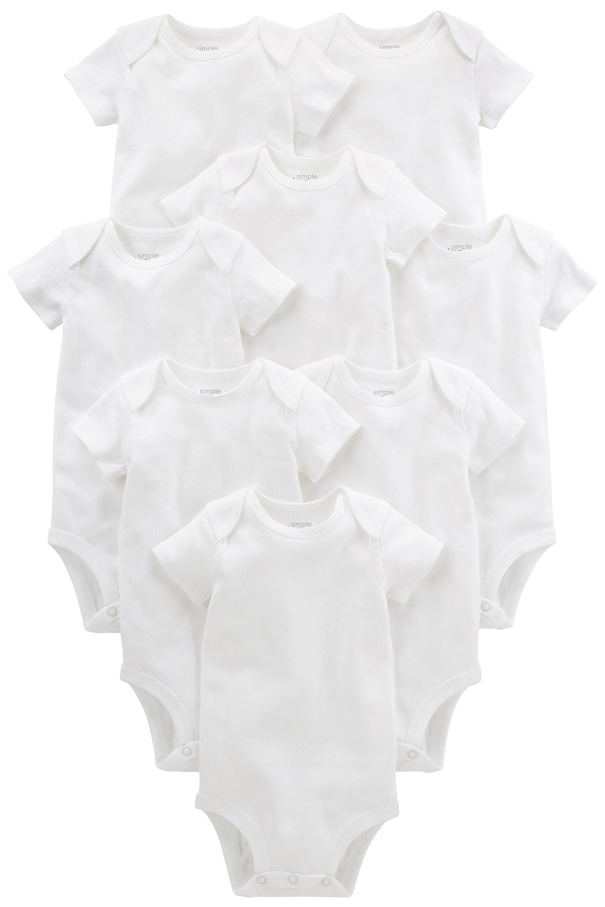 Simple Joys by Carter's Baby 8-Pack Short-Sleeve Bodysuit, White, 3-6 Months 🍁 All In One Marketplace Canada