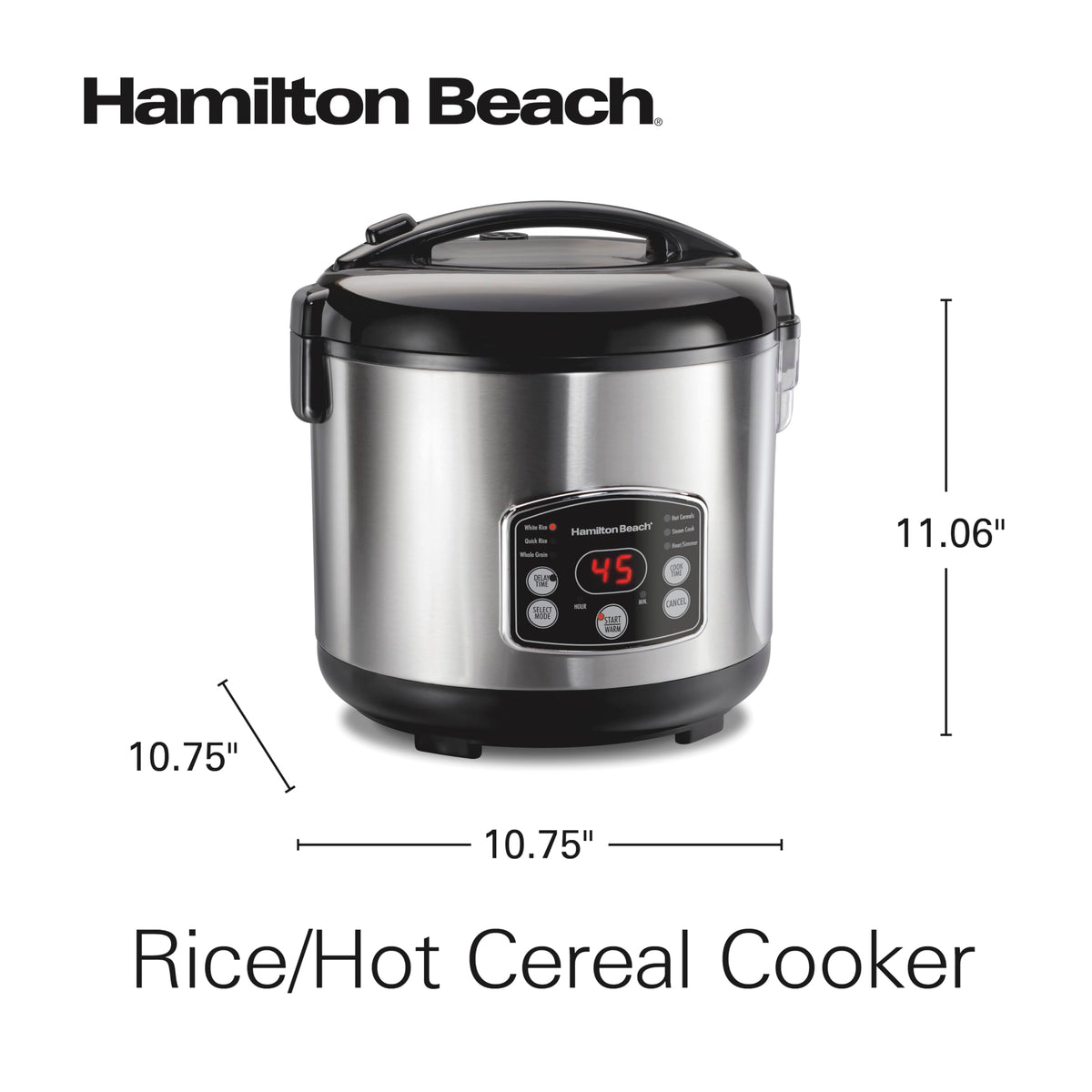 Hamilton Beach Digital Programmable Rice Cooker & Food Steamer, 14 Cups Cooked (7 Cups Uncooked), Stainless Steel, Steam & Rinse Basket, Delay Start, Model 37548MN 🍁 All In One Marketplace Canada