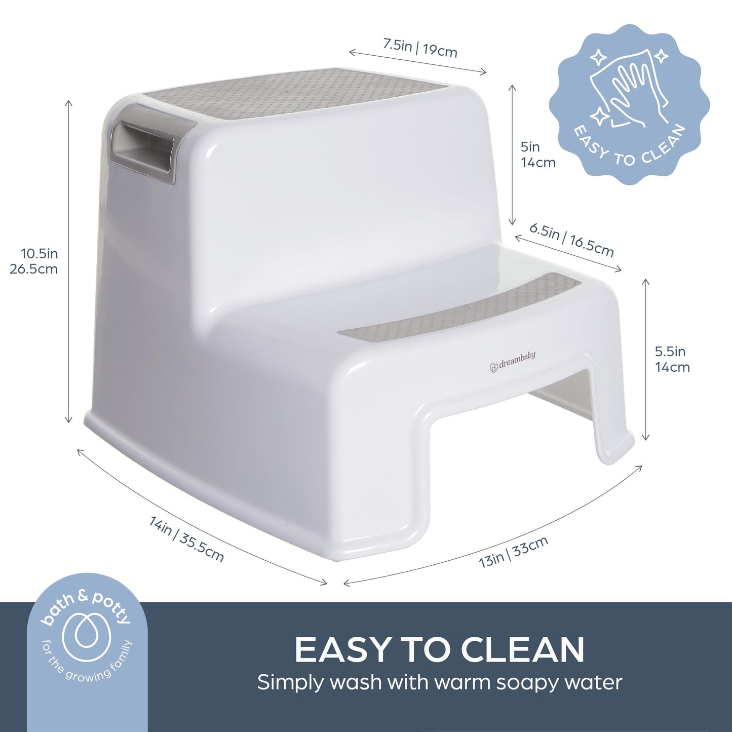 Dreambaby - 2 Up Toddler Step Stool With Non Slip Base, Kids Step Stool for Bathroom, Potty Training and Kitchen, Holds up to 175lbs - Grey & White 🍁 All In One Marketplace Canada