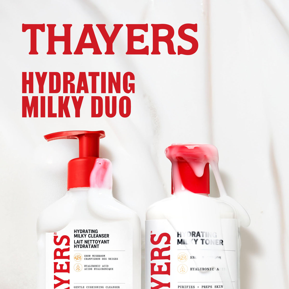 THAYERS Milky Hydrating Face Cleanser with Snow Mushroom and Hyaluronic Acid, Dermatologist Recommended Gentle Facial Wash and Hydrating Skincare for Dry and Sensitive Skin, Paraben Free, 8 FL Oz 🍁 All In One Marketplace Canada