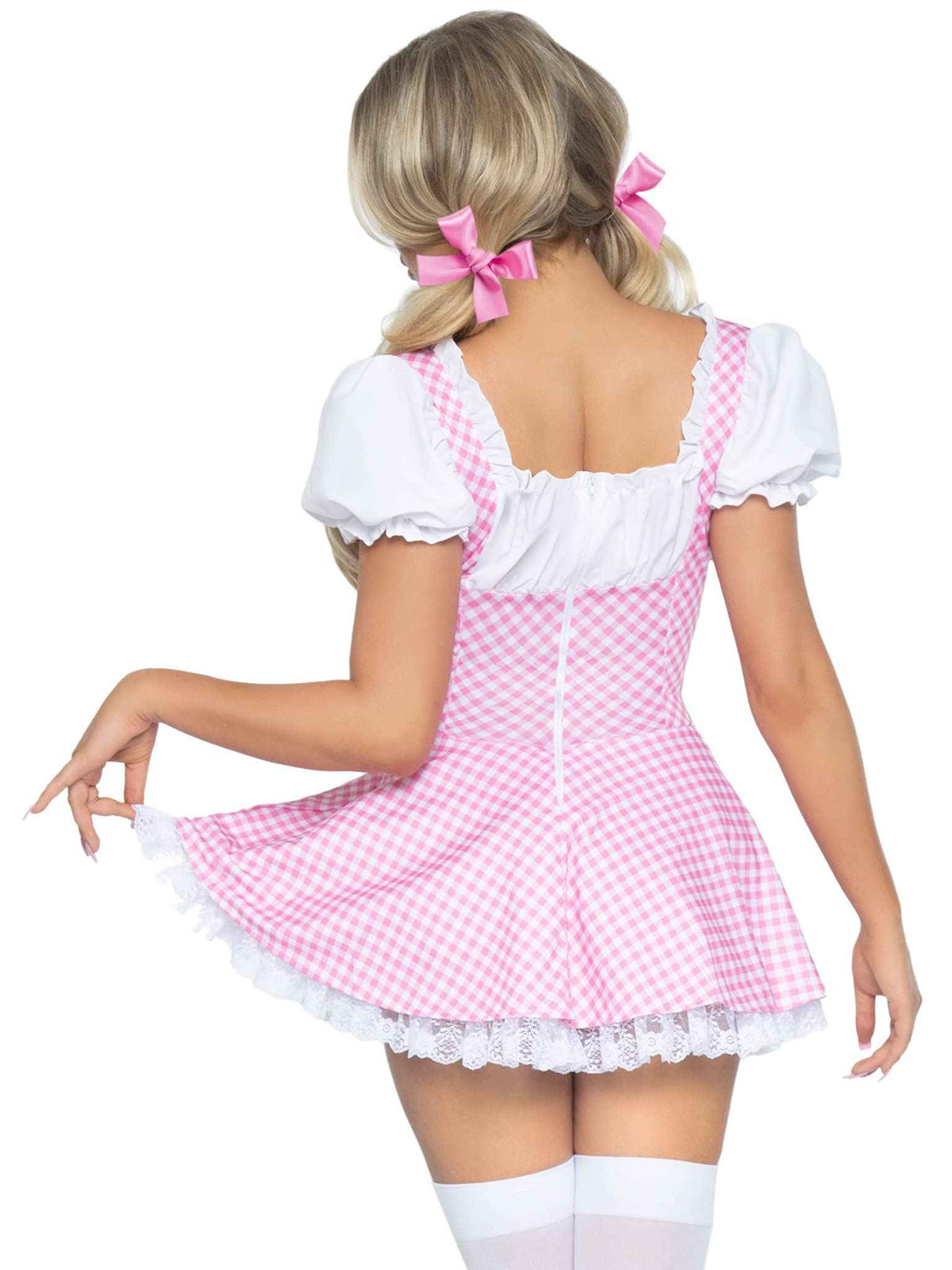 Leg Avenue Women's Gingham Dress Halloween Costume, Pink/White, Small