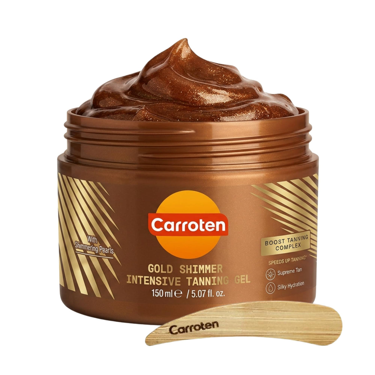 Carroten Gold Shimmer Tanning Gel | Browning Indoor/Outdoor Tan Accelerator | Non-Greasy, Water-Resistant with Carrot & Coconut Oil | Vitamin A & E For Moisture & Hydration | Made in Greece | 5 Fl Oz 🍁 All In One Marketplace Canada