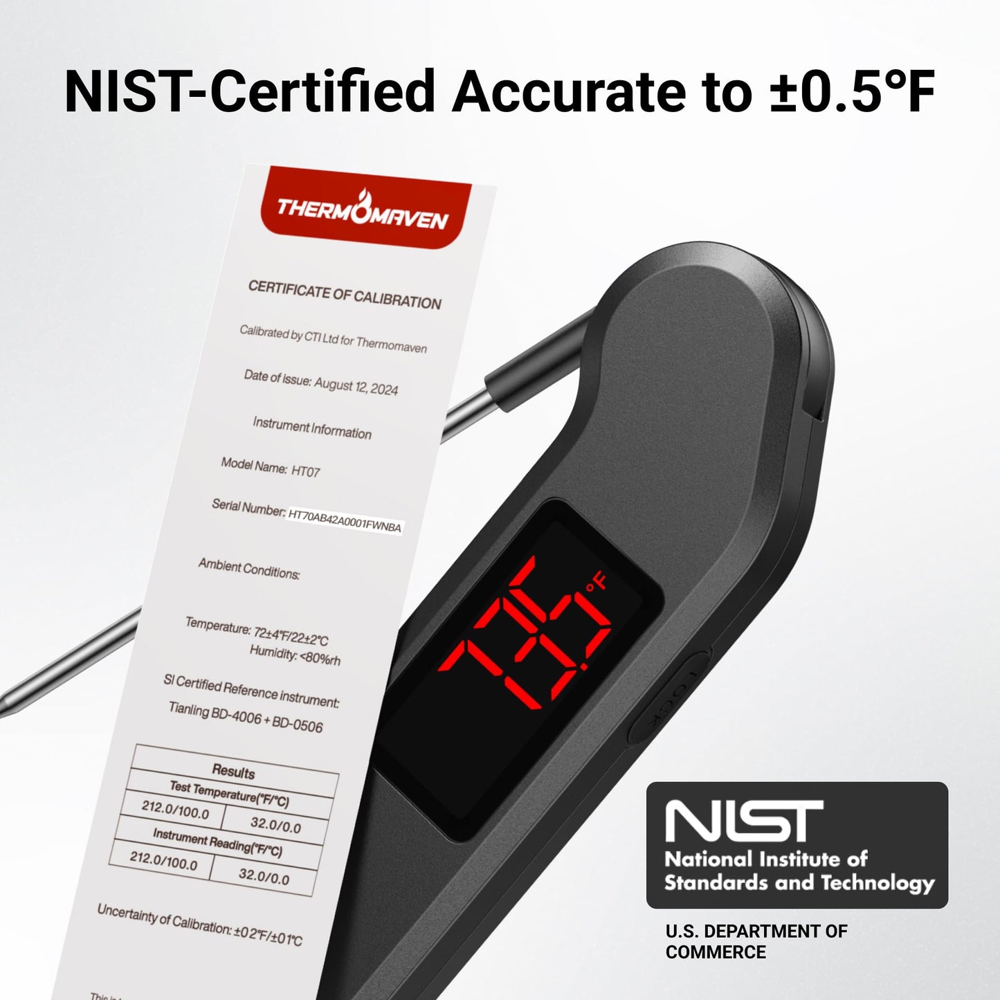 Professional Digital Meat Thermometer, 1 Sec Instant Read, ±0.5℉ Accuracy NIST&NSF Certified Food Thermometer, Auto-Rotate Bright LED Screen, Highly Waterproof Cooking Thermometer for Grill BBQ, Black 🍁 All In One Marketplace Canada