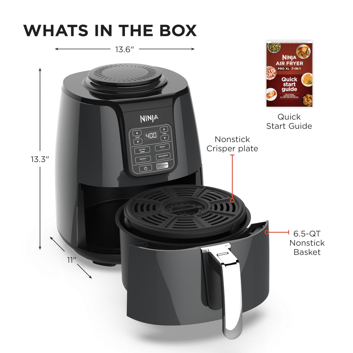 NINJA AF101C, Air Fryer, 3.8L Less Oil Electric Air Frying, Equipped with Crisper Plate + Multi-Layer Rack + Non Stick Basket, Programmable Control Panel, Black, 1550W, (Canadian Version) 🍁 All In One Marketplace Canada