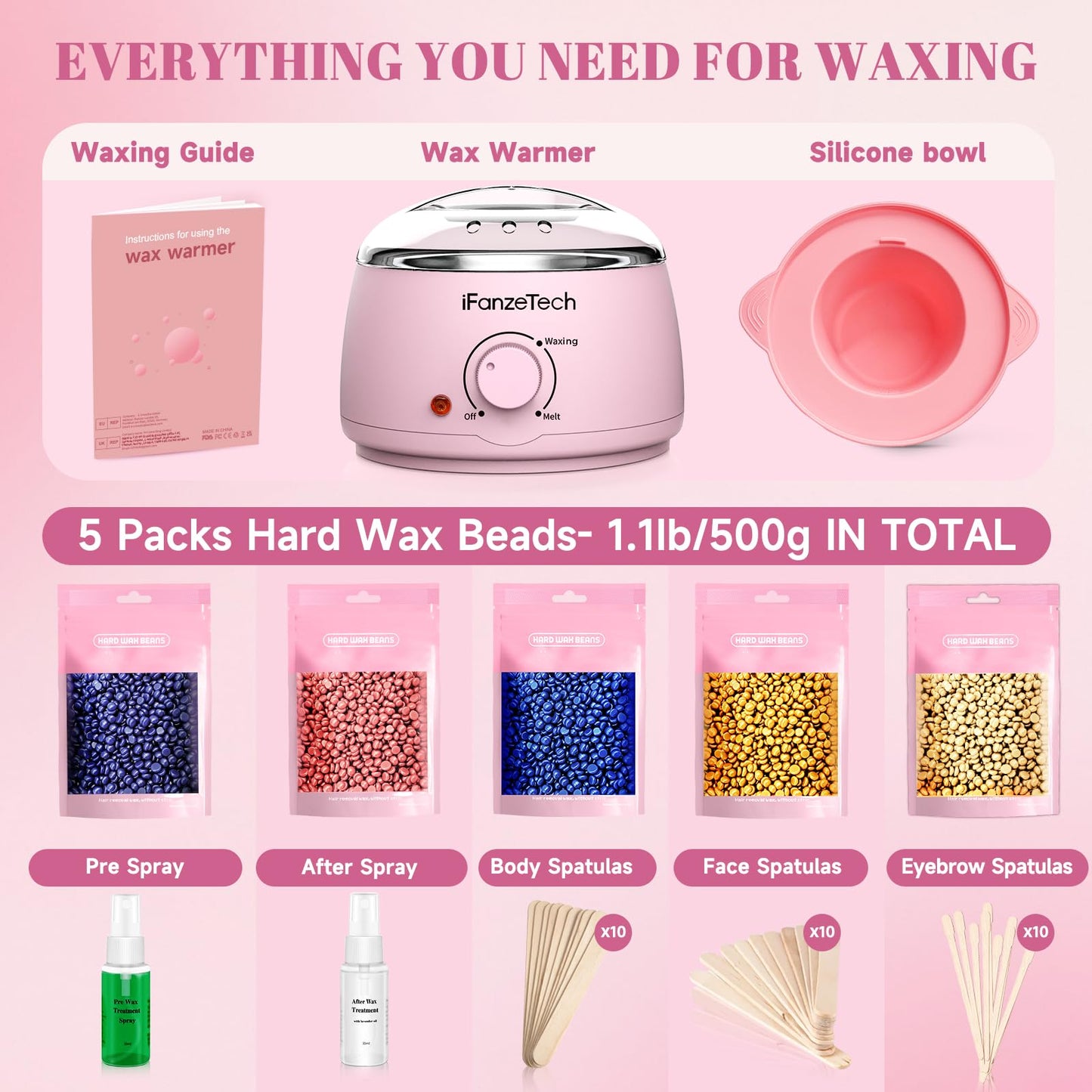 Waxing Kit for Women & Men: Wax Kit Wax Warmer for Hair Removal with 5 Packs Hard Wax Beads & Wax Pot, At-Home Wax Melt Warmer for Brazilian Bikini, Legs & Body, Ideal for Sensitive Skin & Beginners 🍁 All In One Marketplace Canada