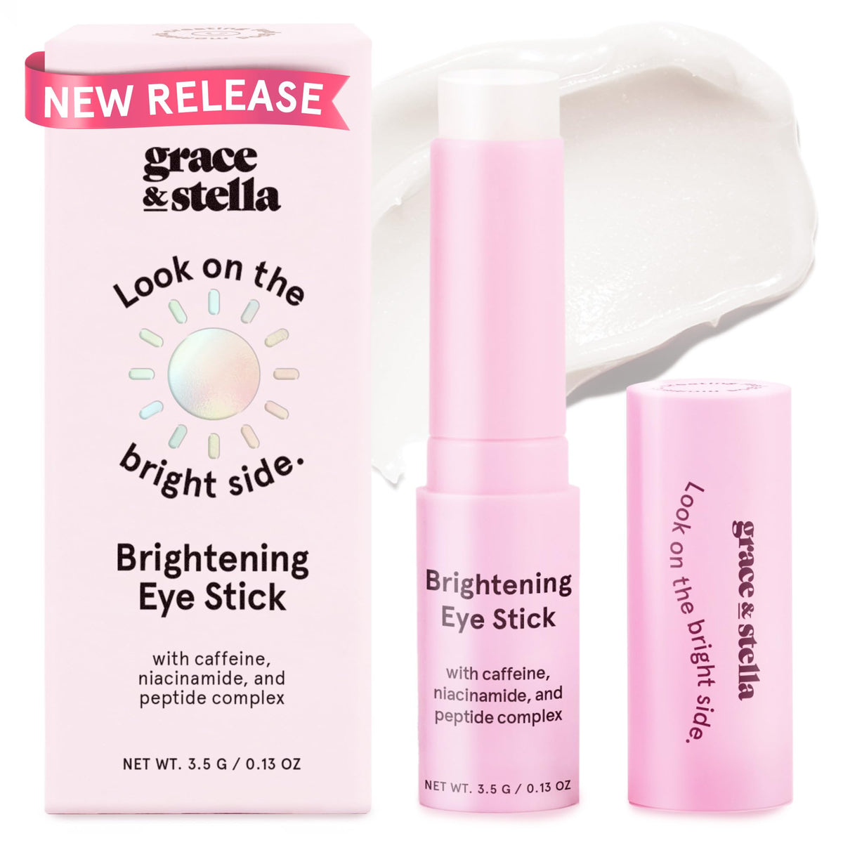 grace & stella Under Eye Brightener Balm Stick - Travel Essentials - Caffeine Eye Cream for Dark Circles, Puffiness, Wrinkles - Vegan Moisturizer Stick with Niacinamide, Hyaluronic Acid (0.13oz/3.5g) 🍁 All In One Marketplace Canada
